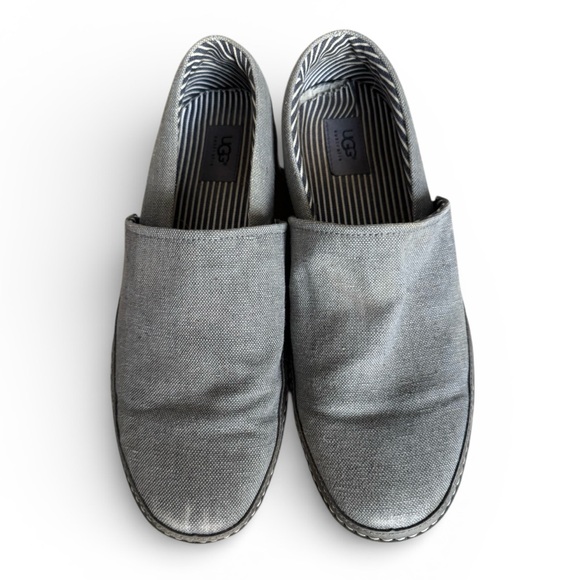 UGG Gray Canvas Slip-On Shoes Casual Comfort Loafers Travel Vacation Size 12 - Picture 3 of 7